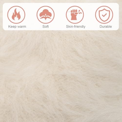 JOYOFREELY Fuzzy Warm Bucket Hat for Women Winter Fluffy Plush Fisherman Cap Cream White Outdoor Travel Warm Winter Hat — view 6
