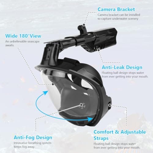 AOOSA Snorkel Mask Full Face, Anti-fog & Anti-leak Snorkel Mask — view 3