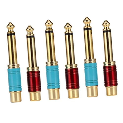 DIYEAH 6pcs Female Jack to Audio Adapter Jumbo Plug for Guitar Mixer Connector Plug Adapter for Stereo Use Phono Connector