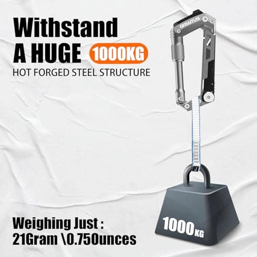 Locking Carabiner Clip 8 and 1 Multi Tool Heavy Duty Keychain Cool Pocket Gadgets Gifts for Men Cool Pocket Gadgets Outdoor Hiking Camping Essentials — view 4