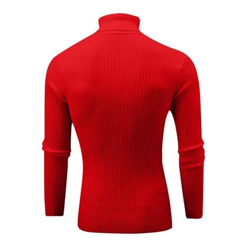 XMWSPO Men's Cable Knit Turtleneck Sweater,Long Sleeve Warm Sweatshirt — view 4