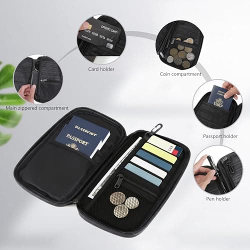 sdhiiolp Family Passport Holder Travel Wallet RFID Blocking Travel Document Holder Organiser Waterproof with Multiple Compartments for Men & Women Tickets ID Cards Cash Pen Key (22x12cm. White) — view 4