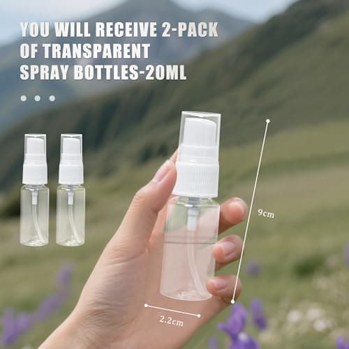 Siqian 20ml Spray Bottle, 2 PCS Travel Bottle Mini Small Bottles Transparent Fine Mist Sprayer Plastic Empty Refillable Atomiser with Flip Caps Holiday (SQ-TMPWP01-CR02-CX) — view 2