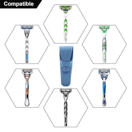 Razor Case, Waterproof Razor Protector, Portable Silicone Razor Travel Case for Manual Razor Storage and Travel（Blue） — view 5