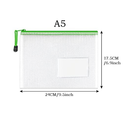 10 Pack A5 Plastic Zipper Wallets with Label Pocket, TRANBO Zip-Lock Document File Folder Bags for School Home Office, Travel Document Storage, Luggage Items Organizer - 24 x 17.5 cm — view 5