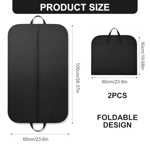 2 Pack Suit Bags, Suit Carriers for Men with Handles, 60x100CM, Black — view 5