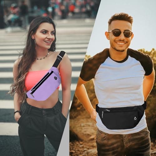 Rosoz Bum Bag, Belt Bag Women's Bum Bag Men's Gifts Sports Hip Bags for Outdoor Travel Running Cycling, Purple — view 5