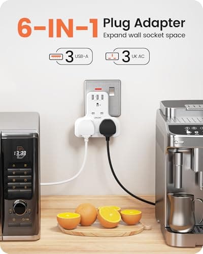 LENCENT Plug Extension Socket, 3 Way Multi Plug Socket with 3 USB Ports — view 2