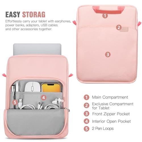 TiMOVO Tablet/Laptop Sleeve Bag Carrying Case with Shoulder Strap, 13",Pink — view 3