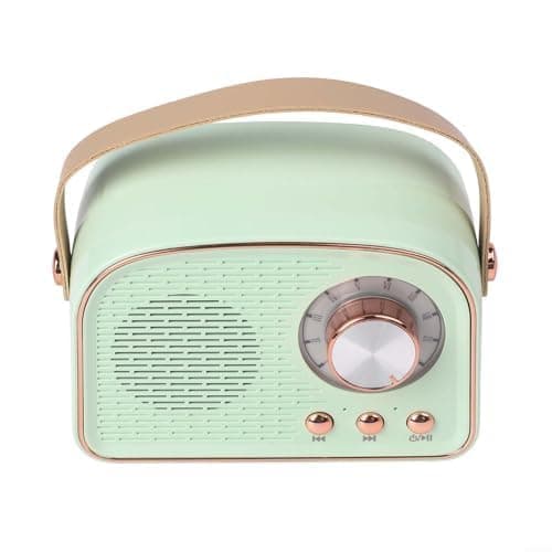 Retro Wireless Speaker with FM Radio, Portable Bluetooth5.0 Stereo Sound, USB/TF Card Playback, 500mAh Battery, Compact Design for Travel, Home, Party (pink) (green) — view 4