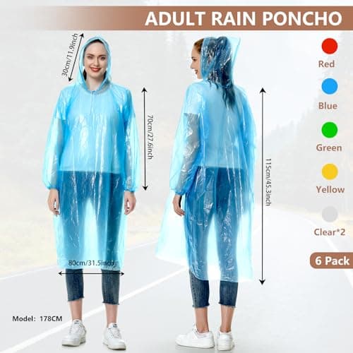 Habaylin Rain Poncho, Poncho Waterproof Adult Clear Disposable Family Pack — view 2