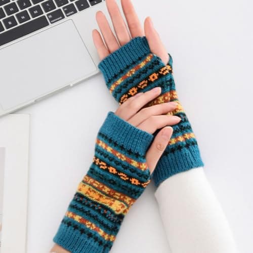 Qusinfc Typing Gloves for Cool Weather Travel, Navy Blue — view 6