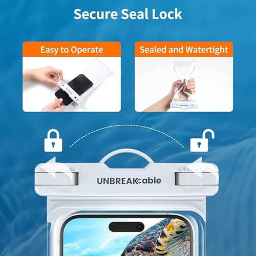 UNBREAKcable Waterproof Phone Pouch, 2-Pack IPX8 Waterproof Phone Case Dry Bag Swimming Travel, Underwater Case for iPhone 17 Air 16 15 14 13 Pro Max XR Samsung S25 S24 Ultra S21 Huawei P70 up to 7" — view 6