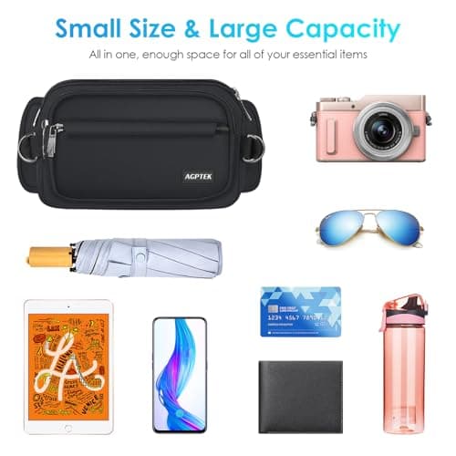 AGPTEK Bum Bag, Large Capacity RFID Waist Bag for Men Women Ladies Black, L — view 3