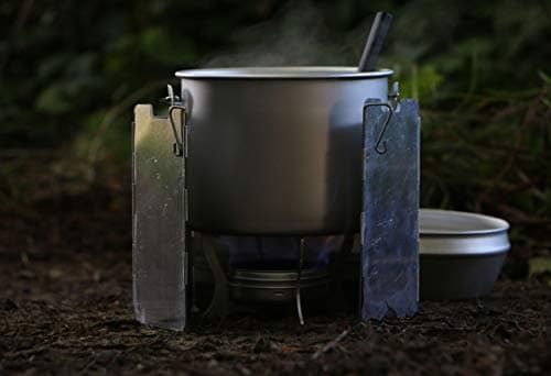 Polymath Products Phantom - Ultralight Stove and Windshield Set. Spill-proof burner with folding stand. Uses alcohol and gel fuel. For backpacking, camping, fishing and hiking. UK-Made. — view 2