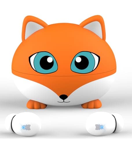 Kids Wireless Earbuds, 85dB Safe Volume Limitted, Earbuds Bluetooth 5.3 with HiFi Stereo & Deep Bass, 30H Play Time, Waterproof, Kids Earbuds with Mic,Earphones for Girls Boys School Travel, Fox