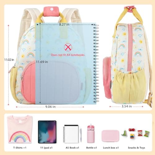 GAGAKU Toddler Backpack for Girls - Kids Backpacks Mini Children Backpack 2-4 years Cartoon Breathable Comfortable Preschool Nursery Backpacks Kindergarten Elementary Rucksack Travel Bag - Rainbow — view 2