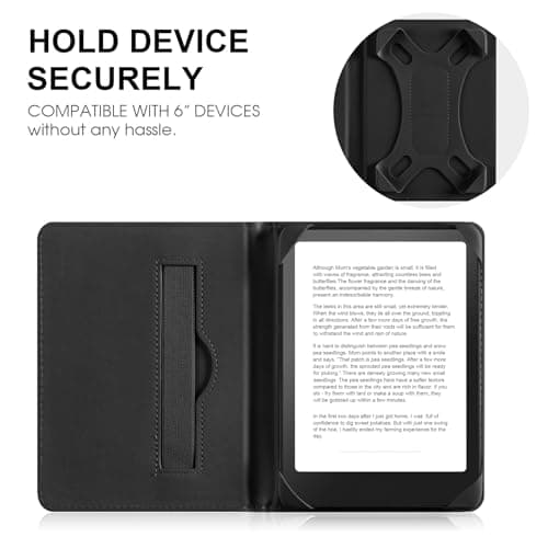 HoYiXi Universal Case for 6 inch Kindle eReader Compatible with Paperwhite(2025/2018)/PocketBook and Tolino/Kobo Clara HD,6" eReader Protective Case Cover Elastic rope, — view 3