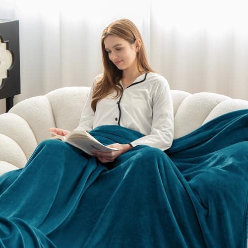 WAVVE Fleece Blanket Queen Size XL Teal 7ft x 8ft - Fluffy Soft Warm Versatile Large Throw Blanket for Bed/Sofa/Couch, 220x240 cm — view 5