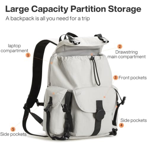 Gyios Backpack Lightweight Waterproof Travel 16 Inch Laptop Hiking Business Weekend Trips-light Gray — view 5