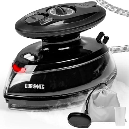 Duronic Travel Iron SI3 BK 400W Mini Irons with Dual Voltage, Variable Temperature Portable 35ml Black Steam Iron for Holiday Quilting Crafts Compact Design for Travelling
