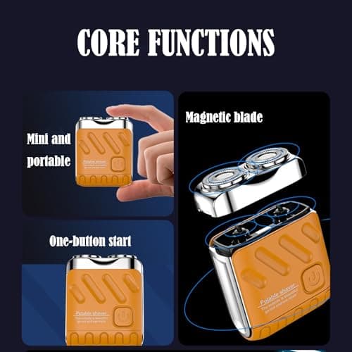 Beard Shaver for Men, Beard Shaver Mini and Portable Suitcase Design, Portable Razor Traveller Mini Shaving, 2025 New Double-Ring Magnetic Cutter, Ipx7 Waterproof(Black) — view 3