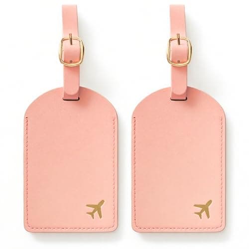 toTravelGear Luggage Tags for Suitcases,2 Pack PU Leather Privacy Protection Bag Tags Travel Accessories Essentials,Pink