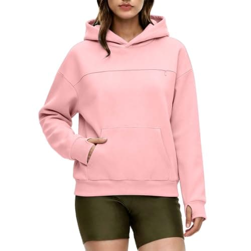 Zip Up Hoodies for Women UK Oversized Winter Jackets Sweatshirts Cozy Hooded Sweatshirt With Large Pocket And Front Earphone Pocket For (XL) Pink — view 6