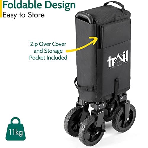 Trail Folding Camping Festival Trolley, 80kg Capacity, Black — view 5