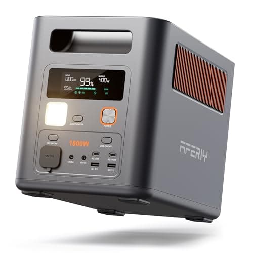 AFERIY 1800W 1024Wh Portable Power Station, Expandable to 5120wh (3600W Peak), Fast Charging 0-90% in 60 Minutes, LiFePO4 Portable Battery with UPS, BMS, Solar Power Station for Camping, Home, Office
