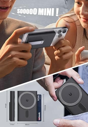 Power Bank, Magnetic Wireless 10000mAh Fast Charging Portable Charger with Stand, 3 Outputs USB C in/Out PD 22.5W Battery Pack for iPhone 12 13 14 15 16 /Plus/Mini/Pro/Pro Max — view 4