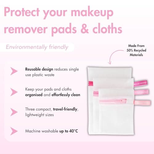 Brushworks Beauty Wash Bag Set – 3 Pack Mesh Laundry Bags for Makeup Remover Pads & Cloths – Reusable, Durable, Travel-Friendly, Vegan & Cruelty-Free — view 2