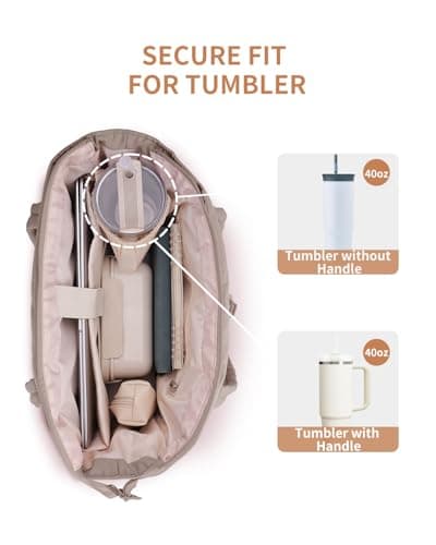 Tote Bags for Women with Zipper, Set of 2 Shoulder Handbags with 15.6 Inch Laptop Compartment & Water Bottle Pocket for Work School Travel College,Beige (Patent Pending) — view 5
