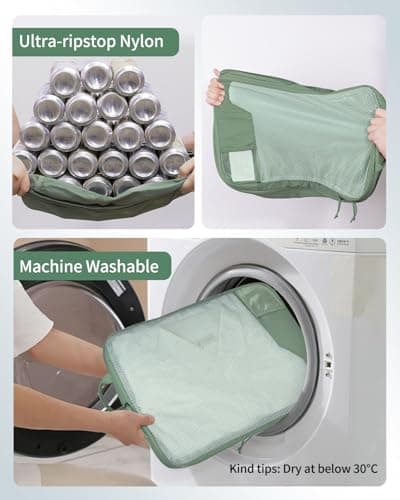 ECOHUB 4pcs Compression Packing Cubes, Suitcases Organiser Bag with Tag, Recycled Travel Bags Organiser for Backpack, Tear-resistant Packing Organiser for Carry On Luggage, Green (Patent Pending) — view 4