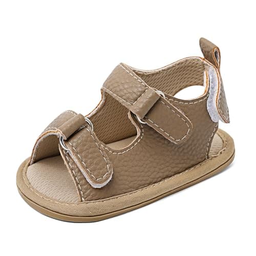 LACOFIA Baby Boys Summer Sandals First Walking Shoes Khaki 6-12 Months
