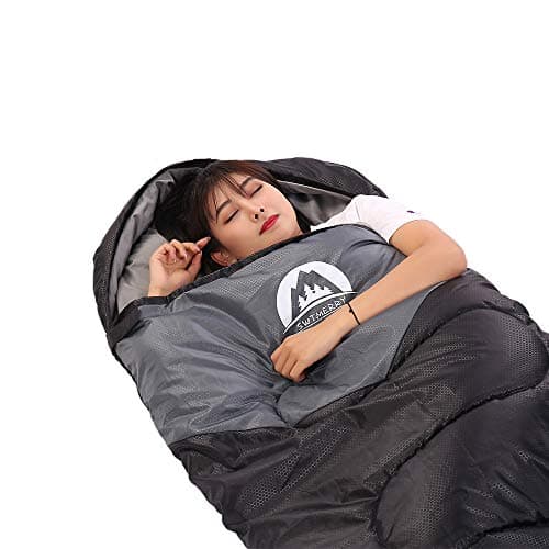 Sleeping Bag 3 Seasons (Summer, Spring, Fall) Warm & Cool Weather - Lightweight,Waterproof Indoor & Outdoor Use for Kids, Teens & Adults for Camping Hiking, Backpacking and Survival (Black Grey) — view 5