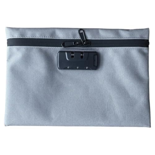 Money Bag with Lock Easy Storage, Waterproof Zip Closure Portable Locking Pouch, Combination Lock Security Document Bag(Grey)