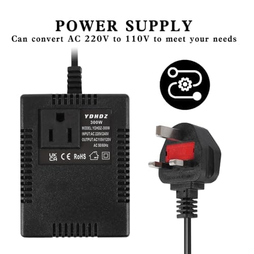 300W Step Down Transformer, 240/220 v to 120/110v (UK Plug) Voltage Converter, Travel Power Adapter for WIFI, POS Machine, Power Bank — view 3