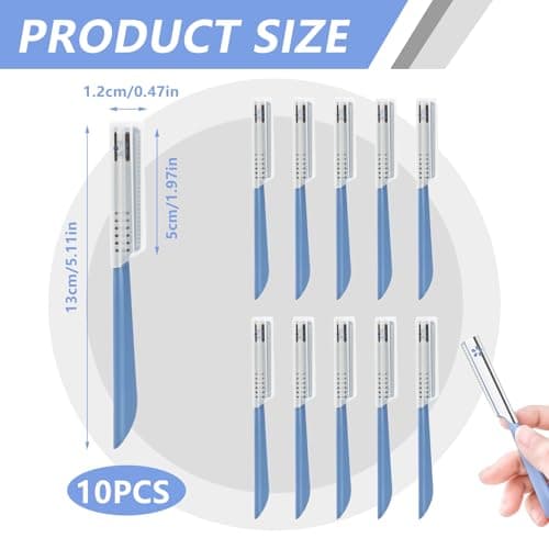 10 PCS Straight Edge Razor, Dermaplaning Tool, Stainless Steel Blade — view 2