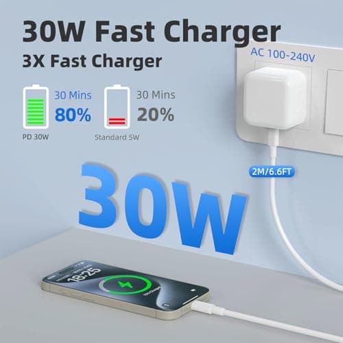 iPhone 30W USB C Charger, Power Adapter with 2M Type-C to C Charging Cable — view 2