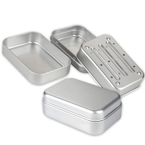 Travel Soap Case Dish with Lid 180 Ml Aluminium Soap Box Holder Tin Travel Container for Shampoo Bathroom 98 x 68 x 35mm