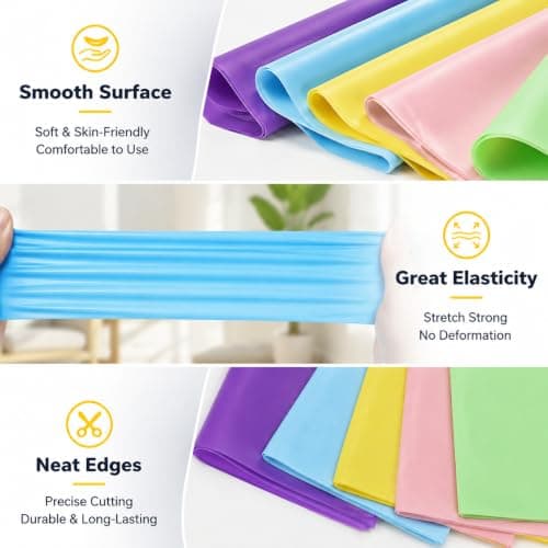 5 Pack Resistance Bands 18M Long Exercise Bands Physio Bands Stretch Bands Yoga Pilates Home Travel Workout suitable for all fitness levels — view 3