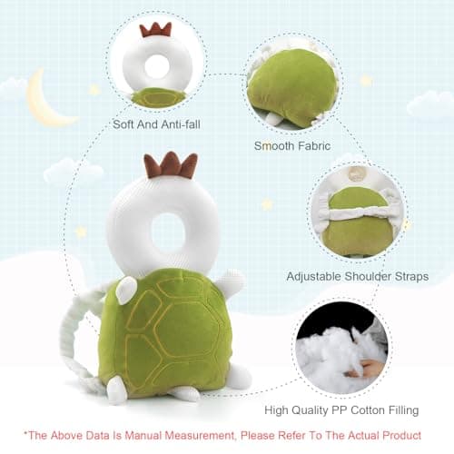 JINYJIA Baby Head Protection Backpack - Adjustable Safety Soft Pillow for Toddler Learning to Walk, 4-24 Months - Turtle — view 2