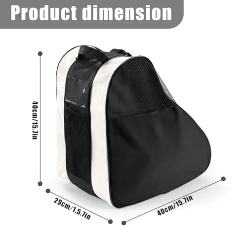 YEENAIV Skating Shoes Carry Bags Roller Skate Bag, Oxford Ice Skates Storage Bag for Kids & Adults, Unisex Adults Ice & Skate Bag Ii Fabric and Beach with Adjustable Shoulder Strap (White) — view 2