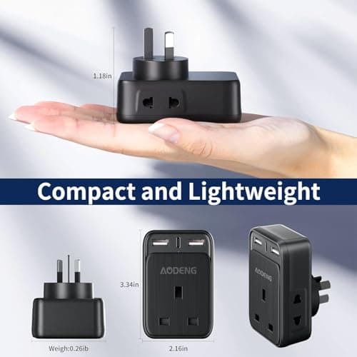 UK to Australia Plug Adapter, AODENG Australian Travel Adapter with 2 USB Ports and 1 30W Type C(5V/3.4A) and 2 Shaver Plug Input for UK to Australian New Zealand Fiji and more (Type I) — view 6
