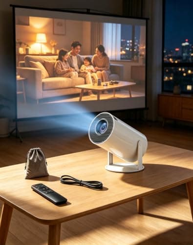 Denvoro Mini Portable Projector 180° Swivel Auto Keystone 5G WiFi