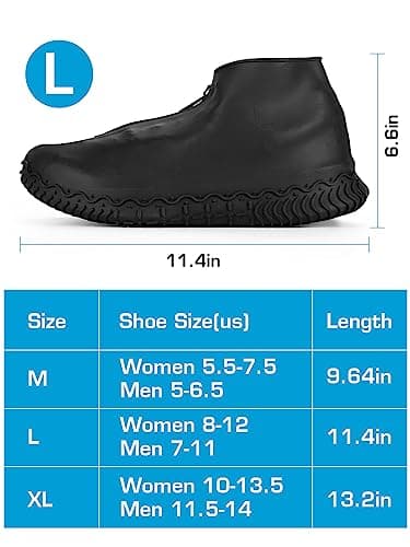 Zbksywa Waterproof Shoe Covers for Rain Silicone Overshoes with Zipper Non-Slip Galoshes for Men and Women — view 6