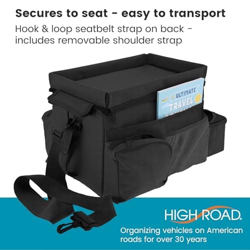 High Road CarHop Car Seat Organizer for the Front or Back Seat for Kids and Adults with Cup Holder Tray, Side Pockets and Cooler Compartment — view 6