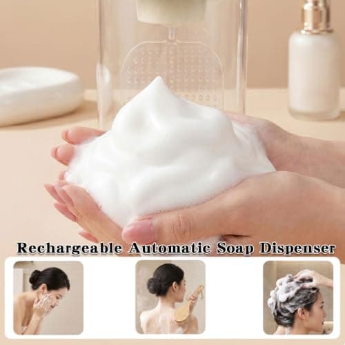 Electric Foaming Soap Dispenser, Portable Automatic Foam Maker (Pink) — view 3
