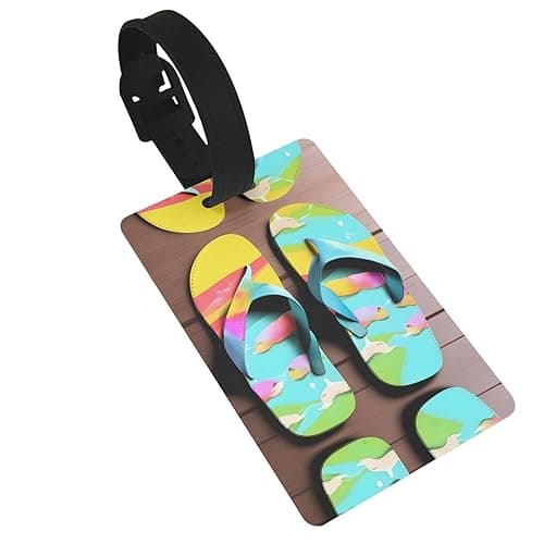 Flops Slippers Art Sandals TSA-Approved Luggage Tags for Suitcases - Personalized Bag Tags for Luggage, Travel Tags for Suitcases